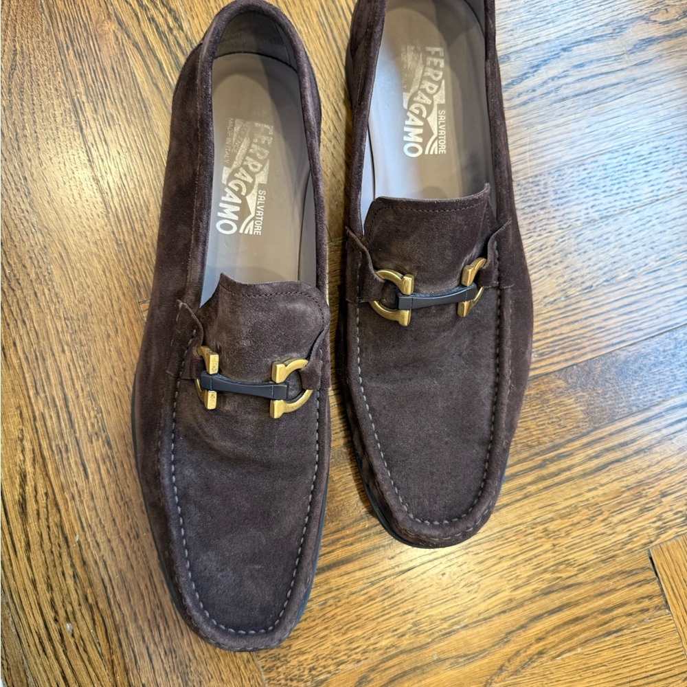 Salvatore Ferragamo Men's Dark Brown Suede Loafers
